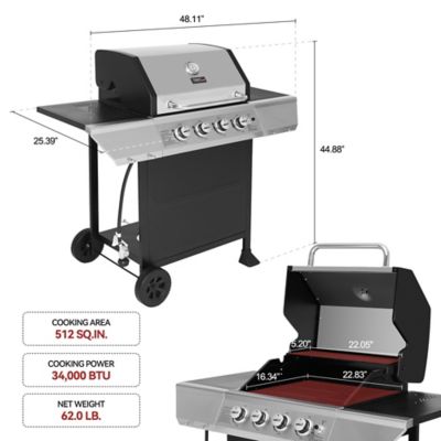 Image showing  4-Burner Propane Gas Grill, Black