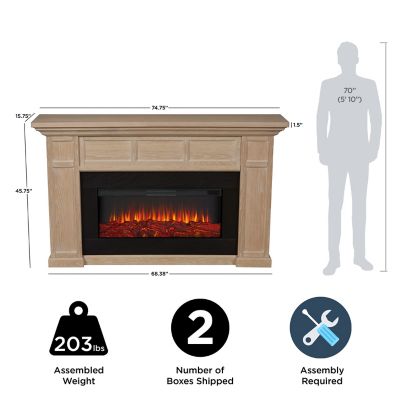 Image showing  Alcott 75 in. Landscape Electric Fireplace in White Oak, 4130E-AGB