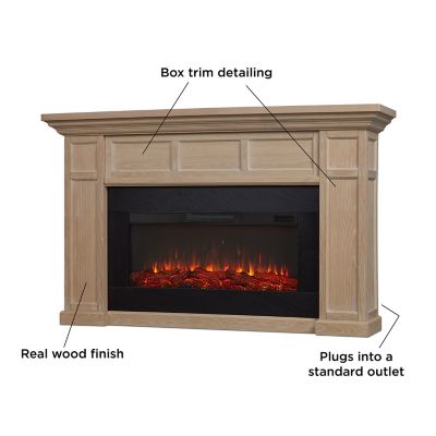 Image showing 6 th Real Flame Alcott 75 in. Landscape Electric Fireplace in White Oak, 4130E-AGB