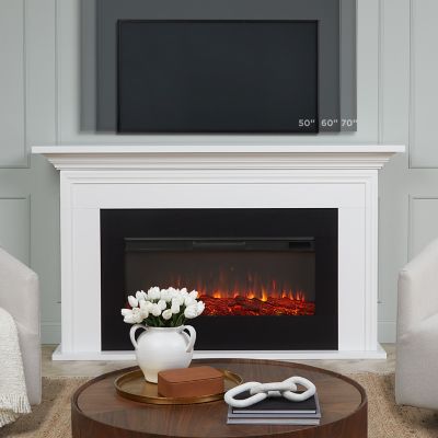 Real Flame Cleo Landscape Electric Fireplace, 76 in., White