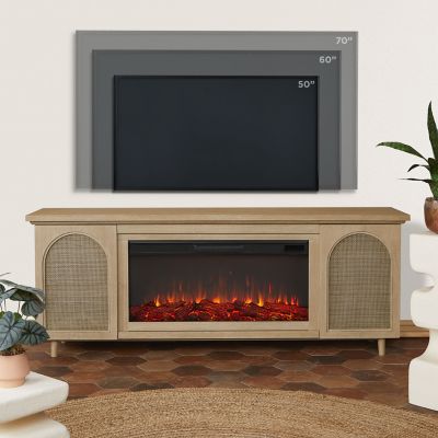 Real Flame Dahlia 76 in. Landscape Electric Fireplace TV Stand in White Oak