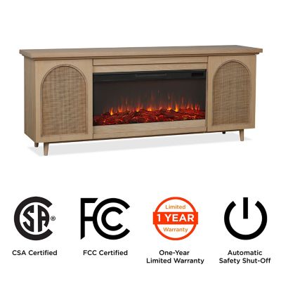 Image showing  Dahlia 76 in. Landscape Electric Fireplace TV Stand in White Oak