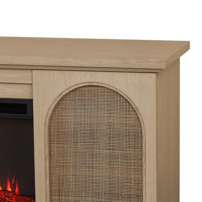 Image showing  Dahlia 76 in. Landscape Electric Fireplace TV Stand in White Oak