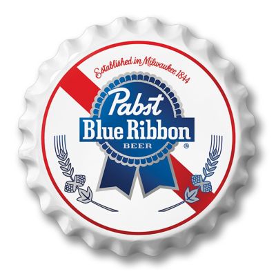 Pabst Blue Ribbon 18 in. Formed Aluminum PBR Bottle Cap Sign