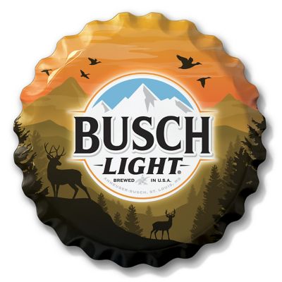 Anheuser-Busch 18 in. Formed Aluminum Busch Light Hunting Bottle Cap Sign