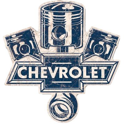 Chevrolet Large Embossed Aluminum Die Cut Chevy Pistons Sign