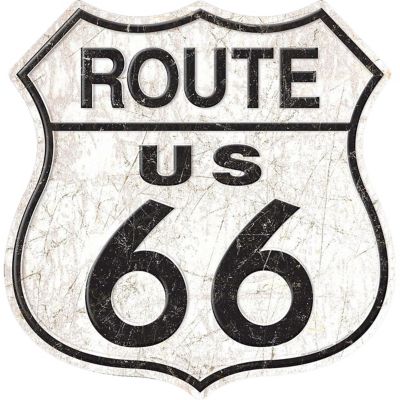 Desperate Enterprises Large Embossed Aluminum Die Cut Route 66 Sign