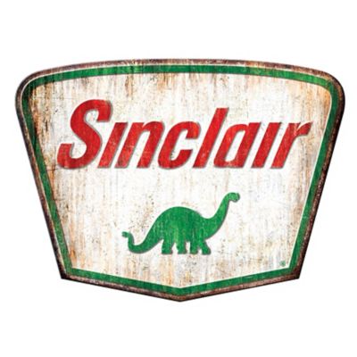 Sinclair Large Embossed Aluminum Die Cut Weathered Sinclair Sign