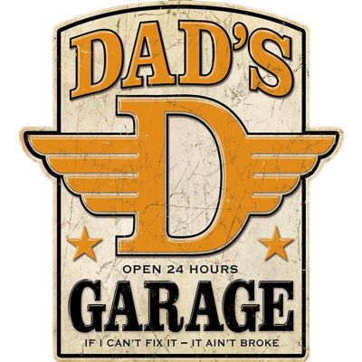 Desperate Enterprises Large Embossed Aluminum Die Cut Dad's Garage Sign