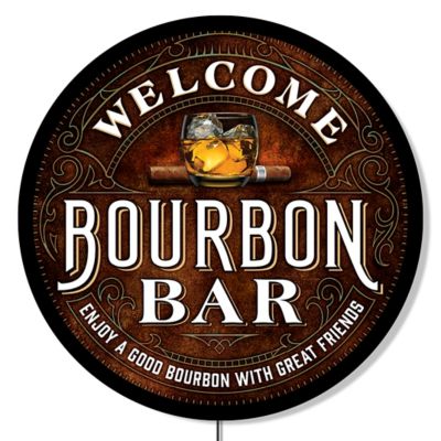 Desperate Enterprises 23 in. Round Backlit Bourbonbar LED Sign