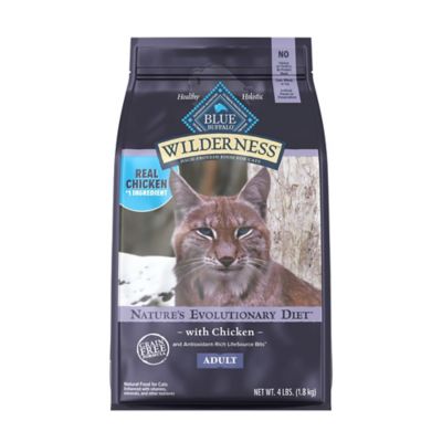 Blue Buffalo Wilderness High-Protein, Grain-Free Natural Dry Food for Adult Cats, Chicken, 4 lb. Bag