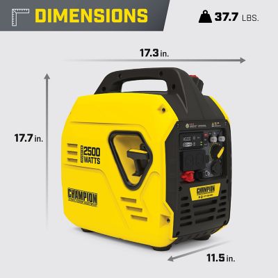 Image showing 7 th Champion Power Equipment 2,500/1,850-Watt Gasoline Powered Portable Inverter, Quiet Technology, CO Shield