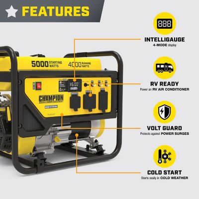 Image showing  5,000/4,000-Watt Gasoline Powered Portable Generator, RV-Ready, CO Shield