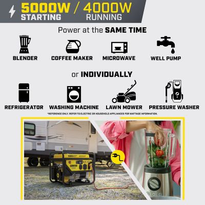 Image showing  5,000/4,000-Watt Gasoline Powered Portable Generator, RV-Ready, CO Shield