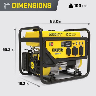 Image showing 5 th Champion Power Equipment 5,000/4,000-Watt Gasoline Powered Portable Generator, RV-Ready, CO Shield