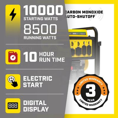 Image showing  10,000/8,500-Watt Dual-Fuel Portable Generator, Electric Start, CO Shield