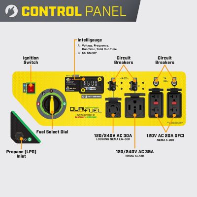 Image showing  10,000/8,500-Watt Dual-Fuel Portable Generator, Electric Start, CO Shield