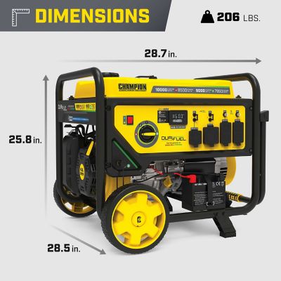 Image showing 6 th Champion Power Equipment 10,000/8,500-Watt Dual-Fuel Portable Generator, Electric Start, CO Shield