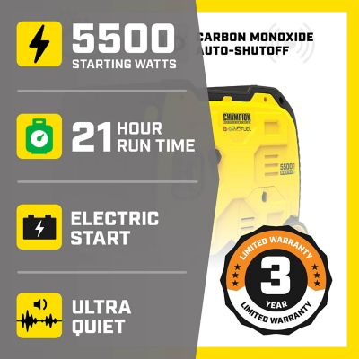 Image showing  5,500/4,000 W Dual-Fuel Inverter Generator, Electric Start, RV-Ready, Quiet Technology and CO Shield