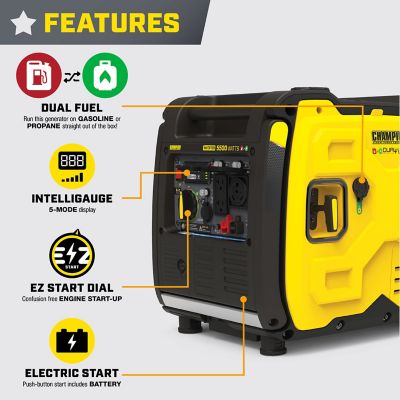 Image showing  5,500/4,000 W Dual-Fuel Inverter Generator, Electric Start, RV-Ready, Quiet Technology and CO Shield