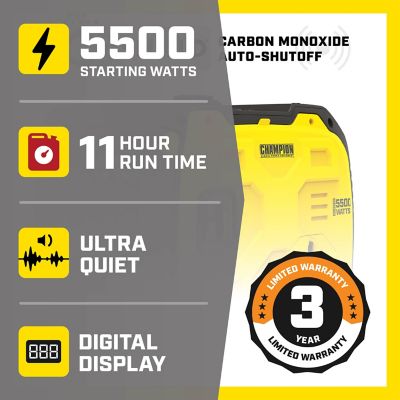 Image showing  5,500/4,000-Watt Gasoline Powered Portable Inverter Generator, RV-Ready, Quiet Technology, CO Shield