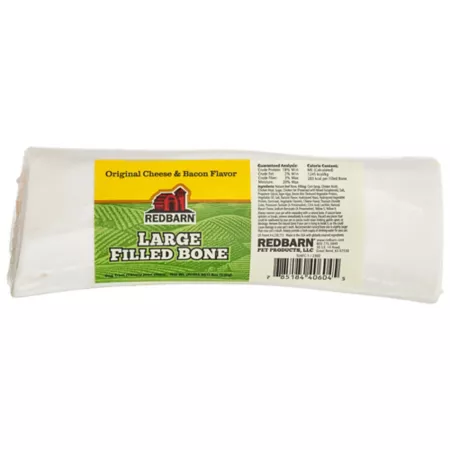 Redbarn Large Chew Dog Treat Filled with Cheese and Bacon 5 oz. Dog Bones Rawhide & Rawhide Alternative