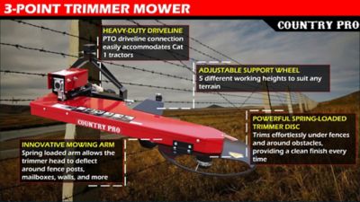 Image showing  3-Point Hitch Trimmer Mower Attachment - Easily Accommodates CAT 1 Tractors - Powerful Spring-Loaded Trimmer Disc