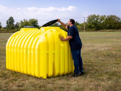 Image showing 8 th Norwesco Legacy 1000 Gallon Double Compartment Ribbed Septic Tank with Gaskets & Tees