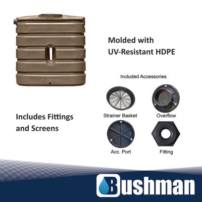 Image showing 5 th Bushman 130 gal. Slimline Polyethylene Rainwater Harvesting Tank, Mocha