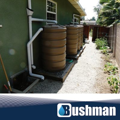 Image showing 5 th Bushman 205 gal. Polyethylene Rainwater Harvesting Tank, Mocha