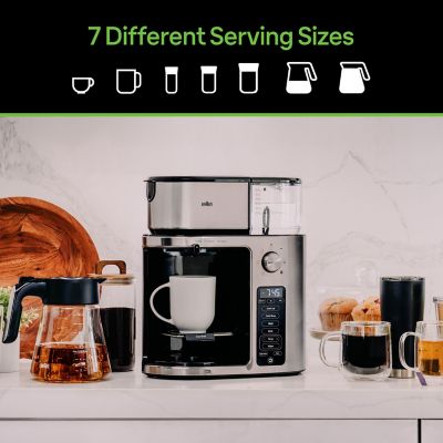 Image showing  MultiServe Plus 10 Cup Pod Free Drip Coffee Maker, 7 Brew Sizes, Hot & Cold Brew & Hot Water for Tea