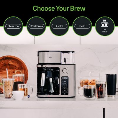 Image showing  MultiServe Plus 10 Cup Pod Free Drip Coffee Maker, 7 Brew Sizes, Hot & Cold Brew & Hot Water for Tea