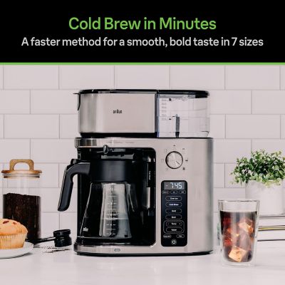 Image showing 5 th Braun MultiServe Plus 10 Cup Pod Free Drip Coffee Maker, 7 Brew Sizes, Hot & Cold Brew & Hot Water for Tea