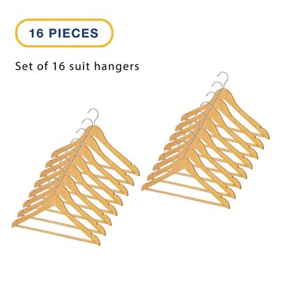Image showing  Natural Wood Suit Hangers, Set of 16