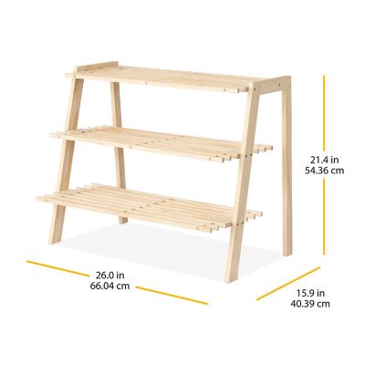 Image showing  3 Tier Wood Shoe Shelf Rack