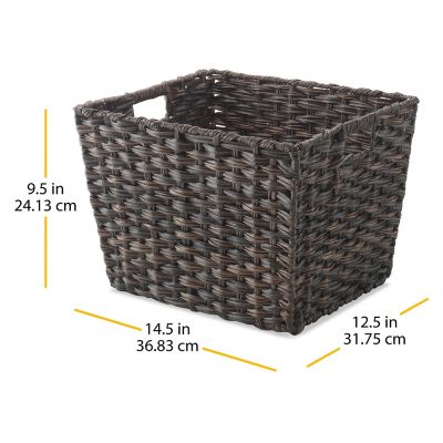 Image showing  Split Rattique Totes in Driftwood, 14.5 L x 12.5 W x 9.5 H in., Set of 4