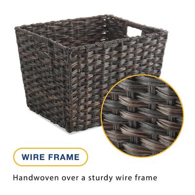 Image showing  Split Rattique Totes in Driftwood, 14.5 L x 12.5 W x 9.5 H in., Set of 4