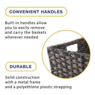 Image showing  Split Rattique Totes in Driftwood, 14.5 L x 12.5 W x 9.5 H in., Set of 4