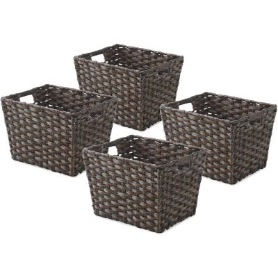 Whitmor Split Rattique Totes in Driftwood, 11.5 L x 9.5 W x 7.5 H in., Set of 4