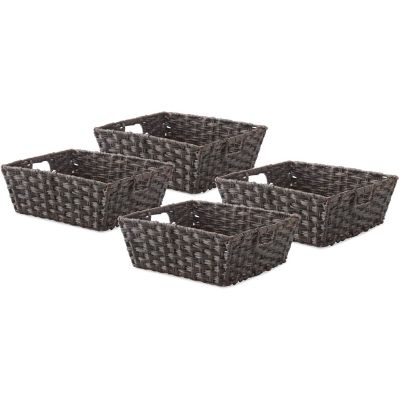 Whitmor Split Rattique Totes in Driftwood, 15.125 L x 13.125 W x 5.125 H in., Set of 4