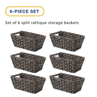 Image showing  Split Rattique Totes in Driftwood, 11.5 L x 6.625 W x 4.5 H in., Set of 6