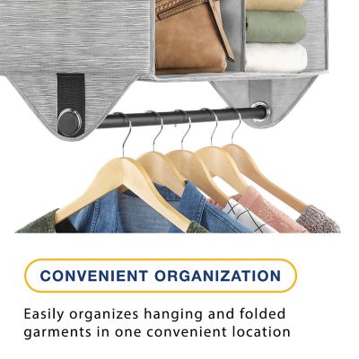 Image showing  4 Section Fabric Closet Organizer with Built in Chrome Garment Rod