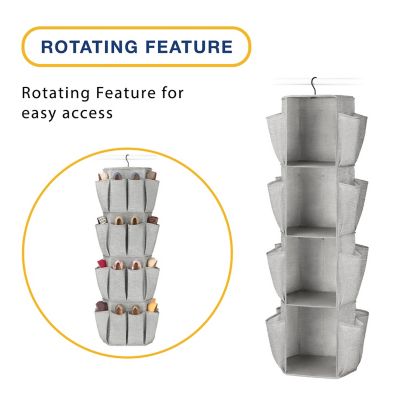 Image showing  Rotating 5 Shelf Hanging Closet Organizer with 30 Pockets
