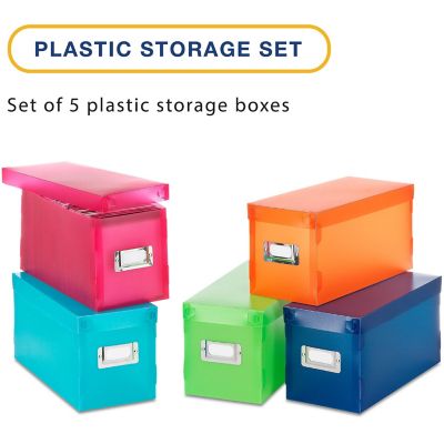 Image showing 5 th Whitmor Plastic Storage Boxes in Various Colors, Set of 5
