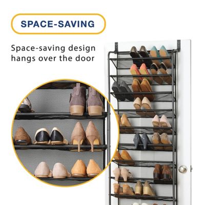 Image showing  Over the Door Shoe Rack in Gunmetal, 36 Pair