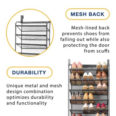 Image showing  Over the Door Shoe Rack in Gunmetal, 36 Pair