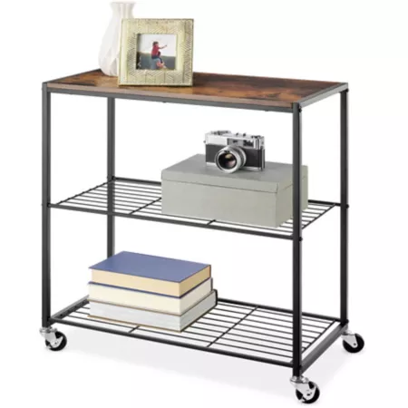 Whitmor 3-Tier Modern Industrial Shelving Cart 6764 10184 SIOC Rolling Storage Carts