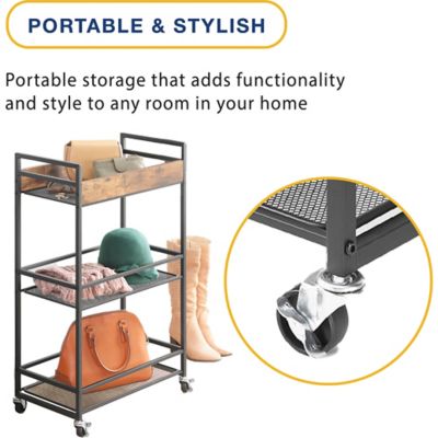 Image showing  Modern Industrial 3 Tier Shelf Cart, 6764 16501