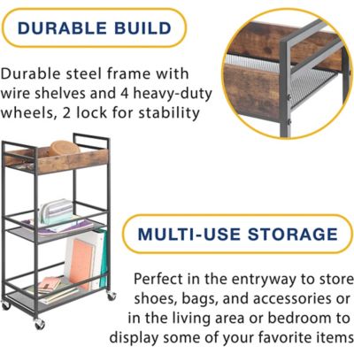 Image showing 5 th Whitmor Modern Industrial 3 Tier Shelf Cart, 6764 16501