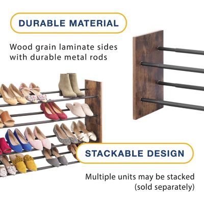 Image showing 6 th Whitmor Modern Industrial Expandable 2 Tier Shoe Rack